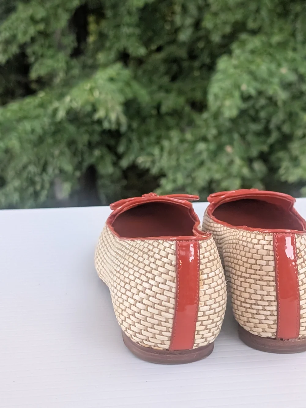 Tory Burch Coral Patent & Woven Ballet Flats